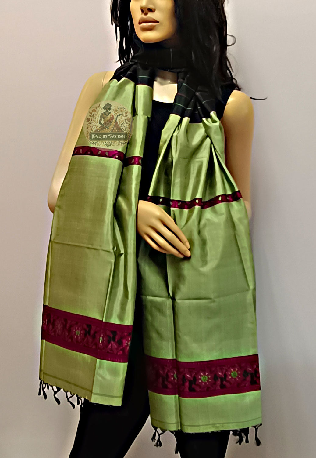 View Traditional Silk Stole – Rear angle highlighting silk shine