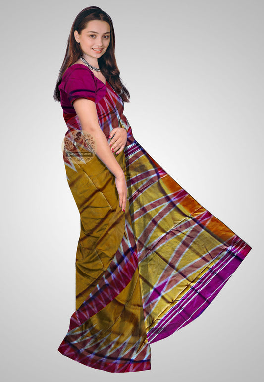 Buy Indian Silk Kotki Saree – Graceful side angle showing fabric movement