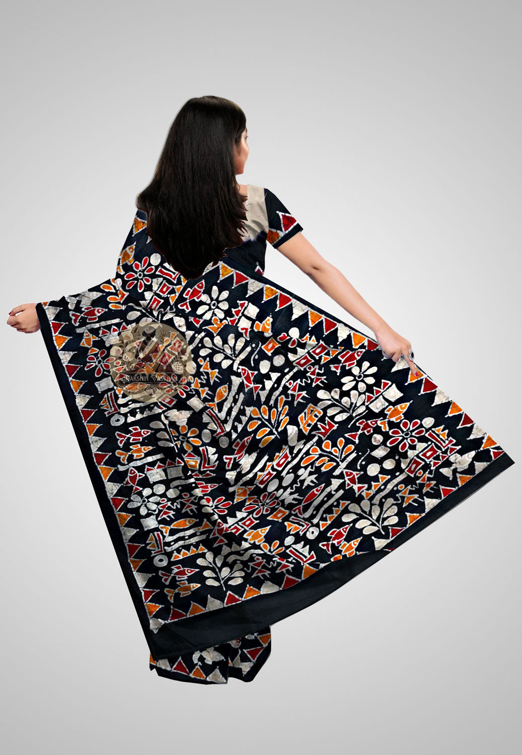 View Traditional Silk Saree – Back view highlighting design details