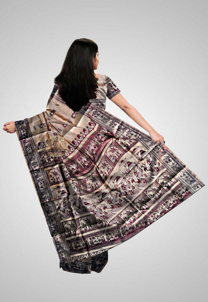 Luxurious pure silk saree with soft, lustrous fabric