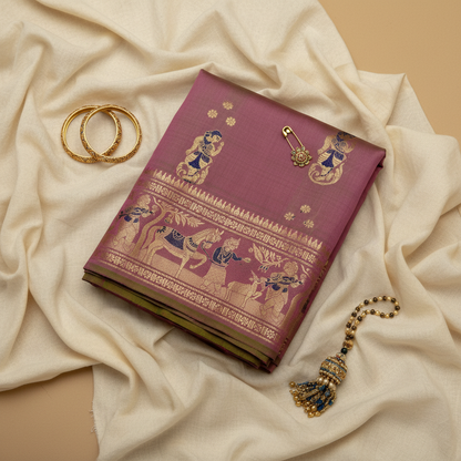Shop Handwoven Baluchari Saree – Close-up of weaving pattern