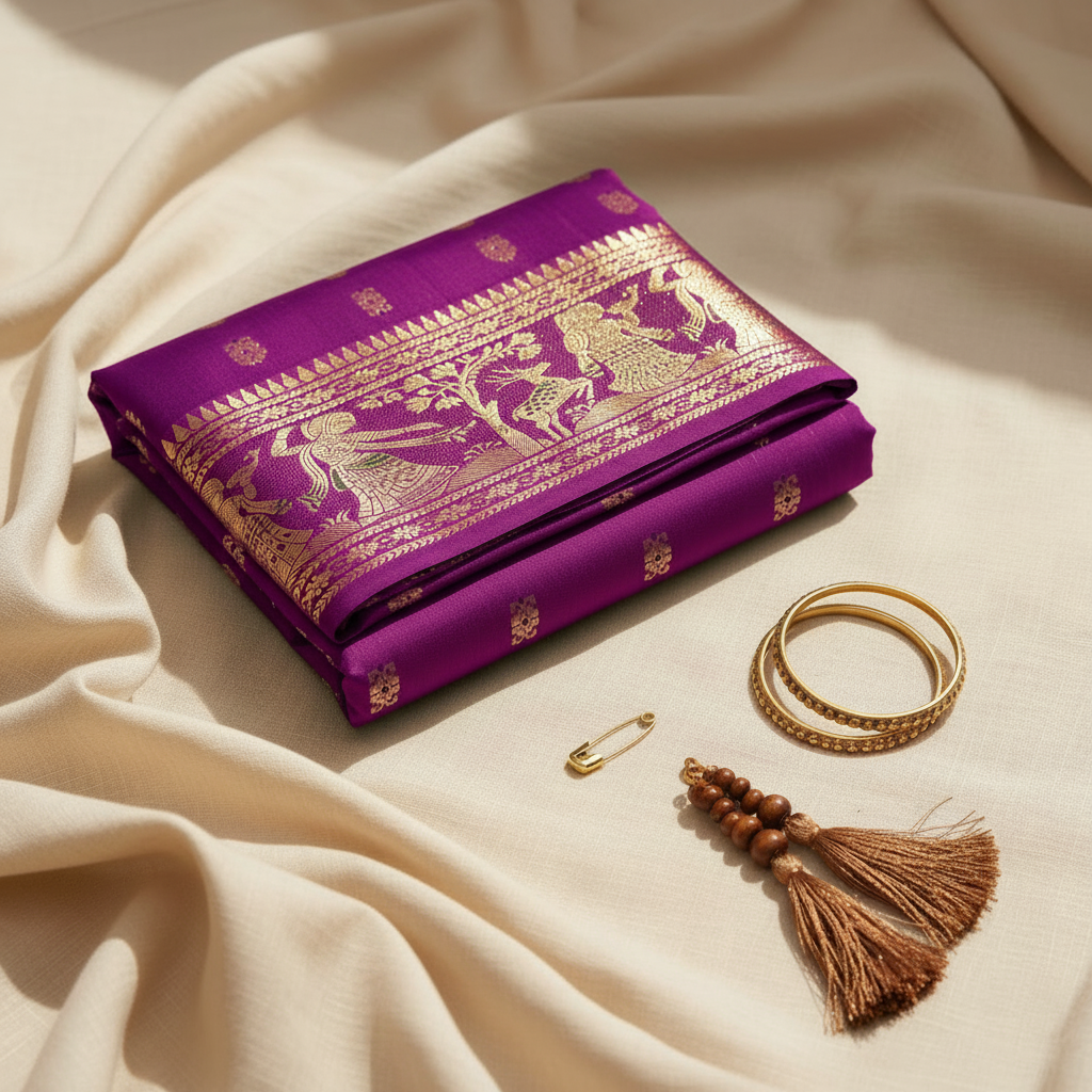 Shop Swarnachari Saree Online – Full length view on model