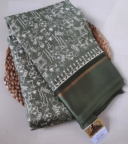 Buy South Indian Saree online – Crochet Linen Saree blouse view
