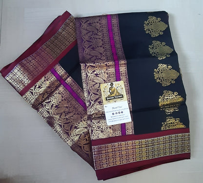 Saree rear view: Back view of Soft Semi Silk Saree emphasizing its refined look and soft texture.